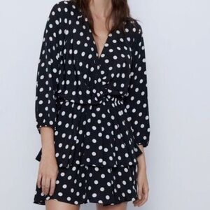 Zara Black and White Polka Dot Dress size m